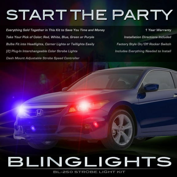 For Honda Accord Head Lamps Xenon Strobe Light Kit Red Blue White Purple Green