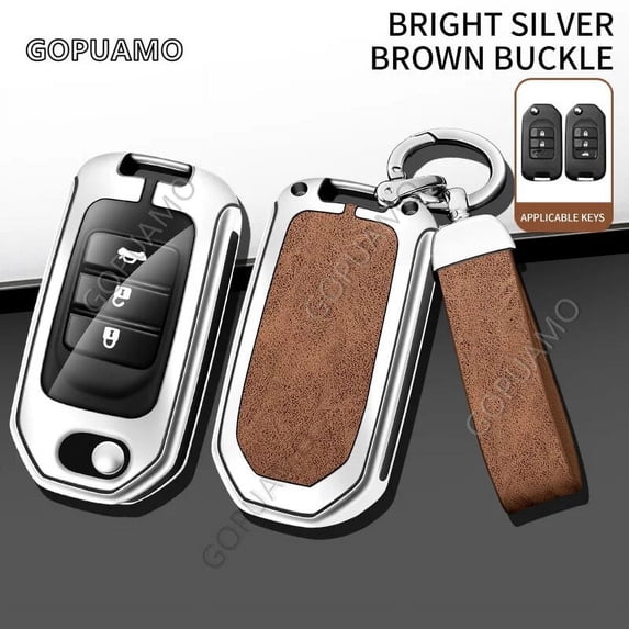 For Honda B 2/3 buttons Civic City Accord HR-V HRV CRV CR-V XR-V Odyssey Vezel Jade Zinc alloy+leather Car Key Cover Accessories