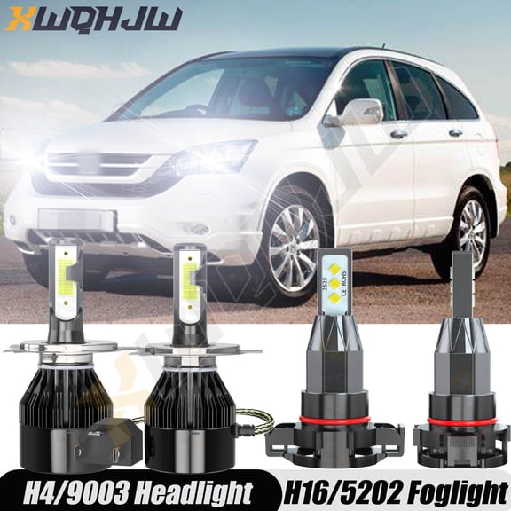 For Honda CR-V 2007-2013 2014 Combo Kit 4x H4/9003 LED Headlight Hi/Low H16/5202 Fog Bulbs