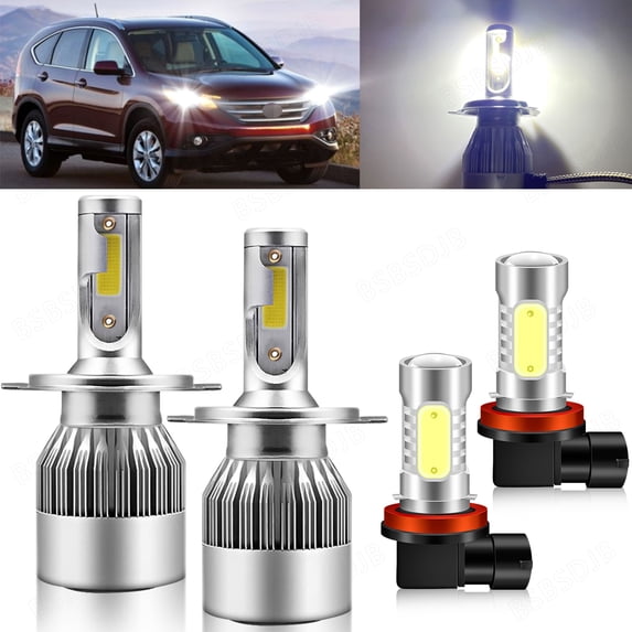 For Honda CR-V 2007- 2014 Combo LED Headlight Fog Lights High Low Dual Beam Bulbs