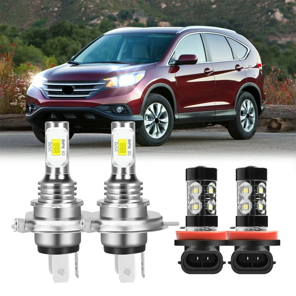 For Honda CR-V 2007-2014 LED Headlight Bulbs 9003/H4 High/Low Beam H11 Fog Light 6000k 4pcs