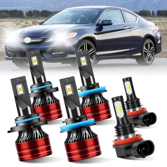 For Honda CR-V 2015-2021 LED Headlight Bulbs, High Beam 9005, Low Beam H11, Fog Light H11, White 6000K 6Pcs