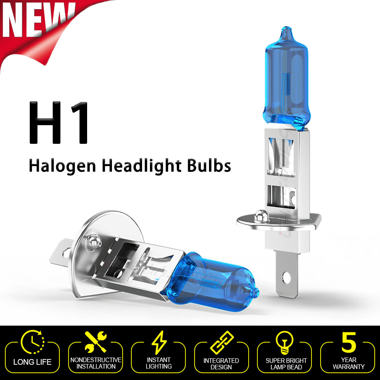 For Honda CR-V CRV 2005 2006 - Pair H1 Halogen Headlight Bulbs High/Low Beam 5000K White