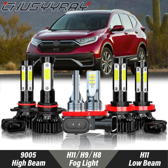 For Honda CR-V CRV 2015-2022 LED Front Headlight High Low Beam Fog Light Bulbs Kit 6000K Pure White Qty 6