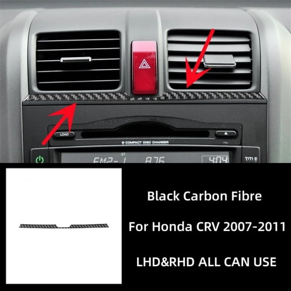 For Honda CRV 2007 2008 2009 2010 2011 Accessories Carbon Fiber Interior Car Center Air Outlet Bottom Decor Strip Cover Trim.