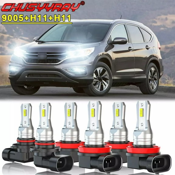 For Honda CRV 2015 2016 2017 2018 LED Headlight High Low Beam Fog Light Bulbs Kit 6000K White 6Pcs
