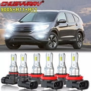 For Honda CRV 2015 2016 2017 2018 LED Headlight High Low Beam Fog Light Bulbs Kit 6000K White 6Pcs