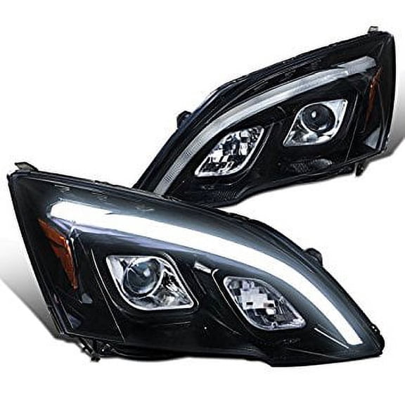 For Honda CRV CR-V Glossy Black Smoke LED DRL Projector Headlights