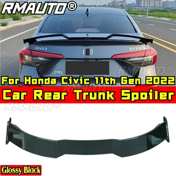 For Honda Civic 11th Gen 2022 Body Kit Rear Roof Spoiler Carbon Fiber Look Sport Style Car Rear Spoiler Wing Car Accessories