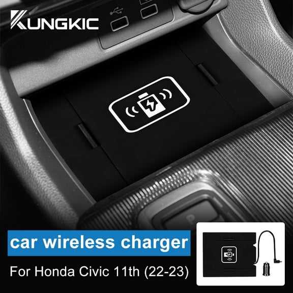 For Honda Civic 11th Generation 2022-2023 Special Car Wireless Charging Mobile Phone Silicone Wireless Charging Left-Hand Drive Universal, Black