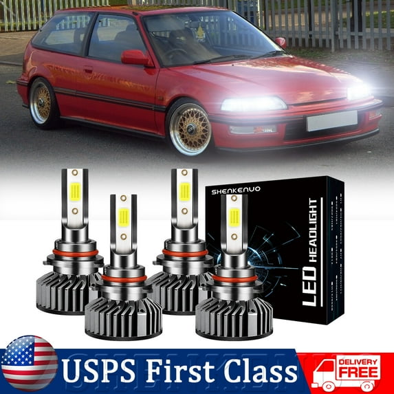 For Honda Civic 1988-1991 LED Headlight Bulb,9005 High Beam H11 Low Beam,SHENKENUO (4Pcs)