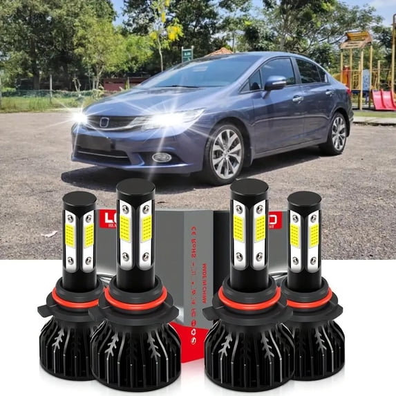 For Honda Civic (2004-2015), LED Headlights Bulbs, 9005/HB3 9006/HB4 100W 500% Brightness Super Bright 6500K Cool White 18000LM, Plug And Play