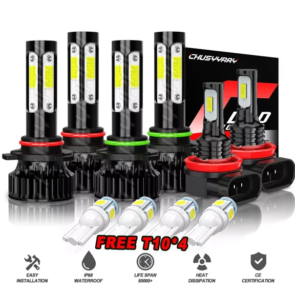 Fit Honda Civic 2006-2015 LED Headlight Hi Lo Beam Kit Fog Light Bulbs Combo Canbus Error Free