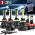 thumbnail image 1 of For Honda Civic 2006-2015 Led Headlights 20000LM 9005 High Beam 9006 Low Beam H11 Fog Light Led Bulbs 6pc, 1 of 15