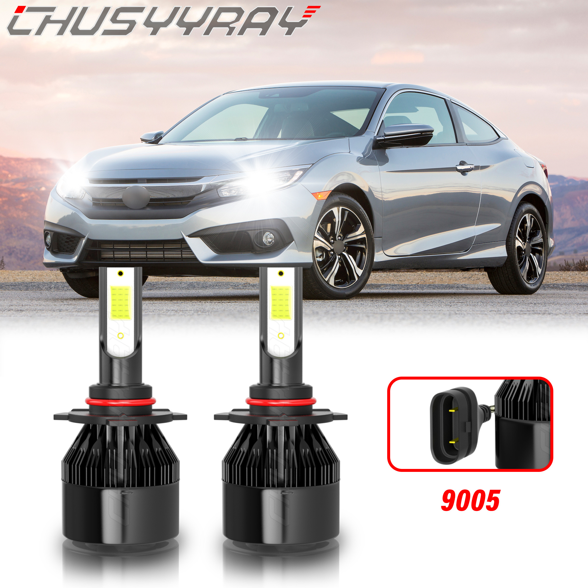 For Honda Civic 2012 2013 2014 2015 2016 9005 HB3 LED High Beam 