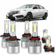 For Honda Civic 2016 2017 2018 2019 2020 Combo LED Headlight High Low Beam Fog Light Bulbs 6X