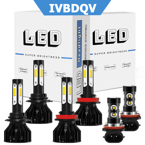 For Honda Civic 2016-2020 LED Headlight Bulbs 9005 High + H11 Low Beam + H11 Fog Light Kit 6Pcs White