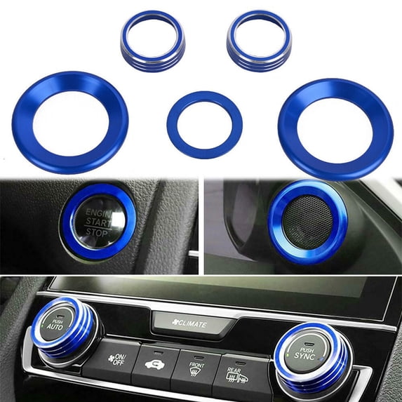 For Honda Civic 2016-2021 Aluminum Center Console AC Switch Ring Cover Trim Blue