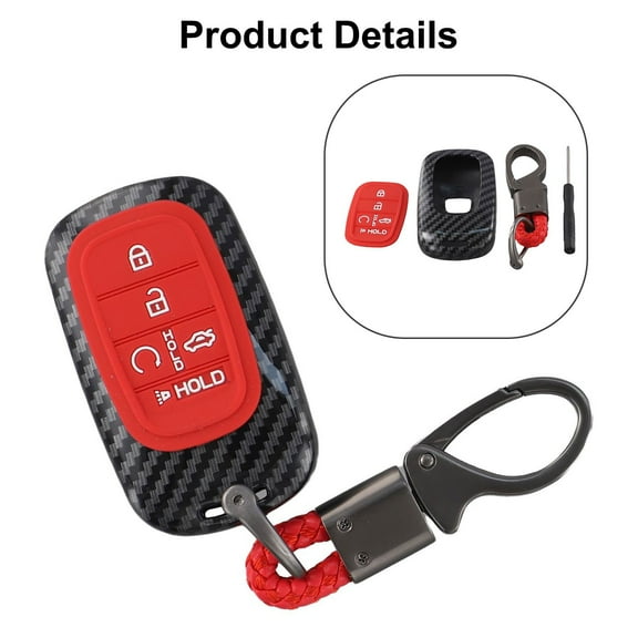 For Honda Civic For Crv For Pilot 5 Button Remote Carbon Fiber Key Fob Cover