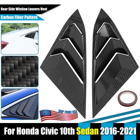 For Honda Civic Seden 2016 - 2021 Side Air Vent Carbon-fiber Window Louver Cover
