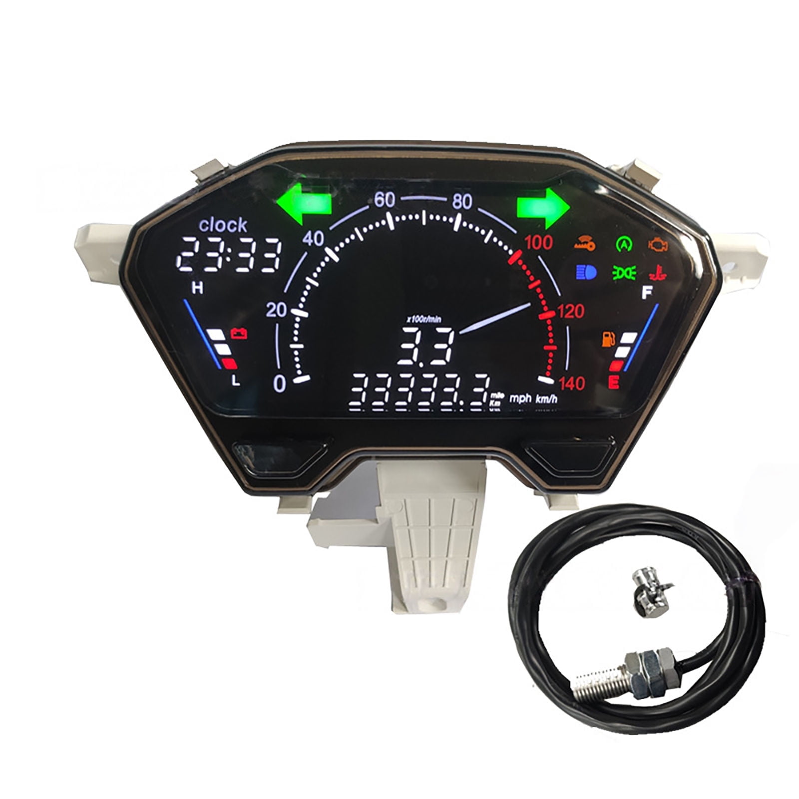 For Honda Click Motorcycle Digital Speedometer Dashboard, Waterproof Digital Gauge Cluster Speedometer For Vario 160-black
