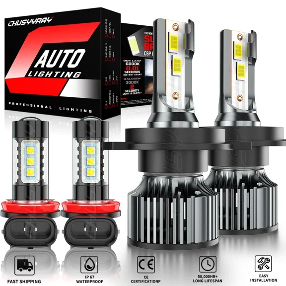 For Honda Fit 2006-2020 LED Headlight Kit 6000K High/Low Beam + Fog Lights Bulbs