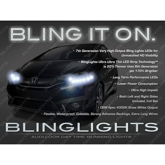 For Honda Fit LED DRL Light Strips Day Time Running Lamps Kit