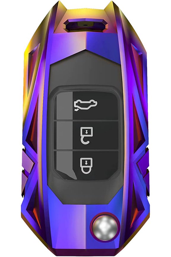 For Honda Flip Key Fob Cover, Metal Car Key Fob Case for Honda Accord Civic Crider CR-V Insight Jade Odyssey with Keychain