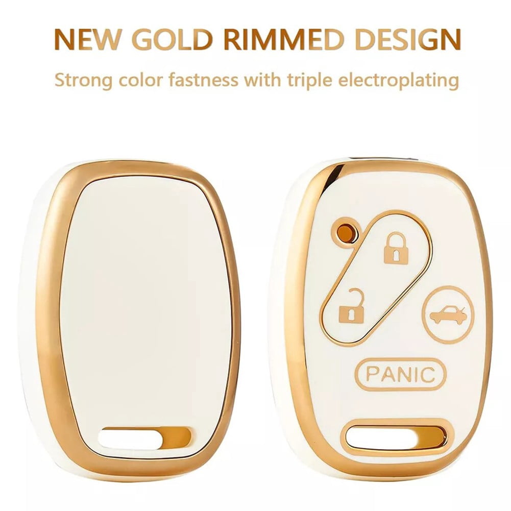 SK CUSTOM White TPU Gold Edge Smart Key Fob Case Protective Cover - View #11