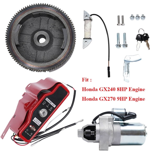 For Honda GX240 GX270 Engine Electric Start Kit Flywheel Starter Motor Solenoid