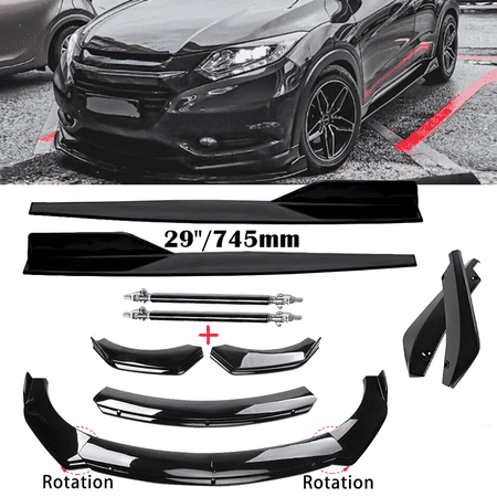 For Honda HRV HR-V Gloss Black Front Bumper Lip Spoiler Side Skirt Bod Kit GF
