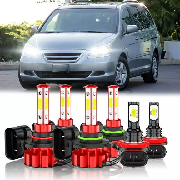 For Honda Odyssey 2005-2007 2008 2009 2010 LED Headlight Hi-Lo Beam Fog Light Bulbs Kit 6000K White 6x
