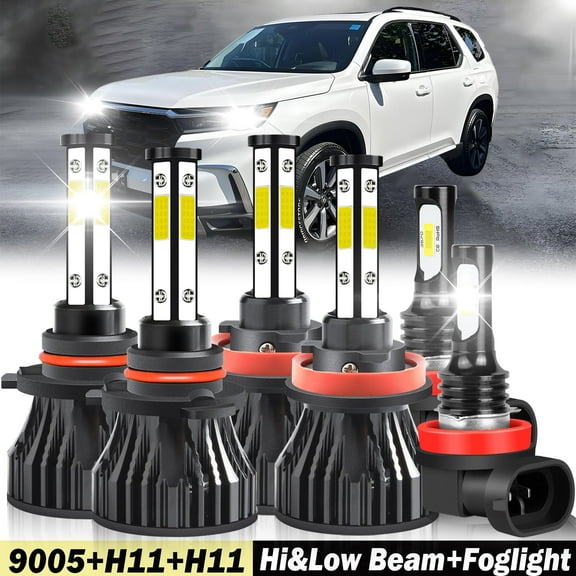 For Honda Pilot 2006-2015 2016 2017 2018 LED Headlights H11 9005 High&Low Beam Fog Lights 6pcs