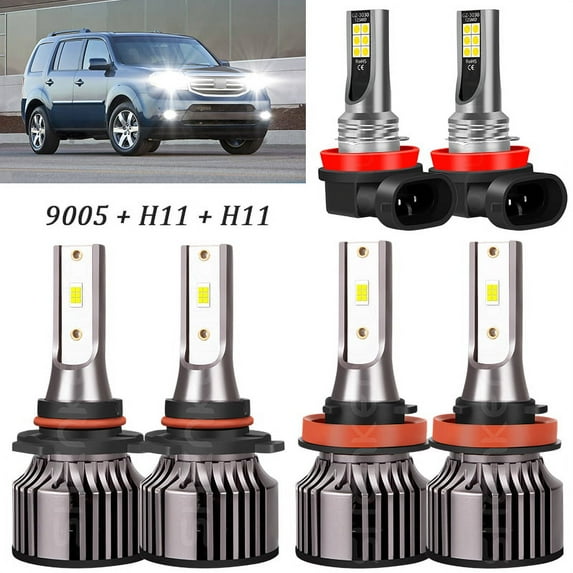 For Honda Pilot 2006-2016 2017 2018 Combo 6x LED Headlight + Fog Light Bulbs