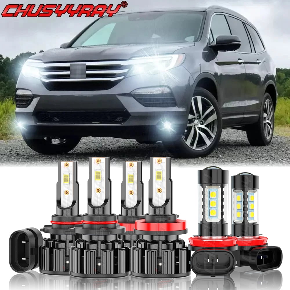 Led Pilot Bulbs CHUSYYRAY LED Headlight High Low Beam Fog Light Bulbs Kit for Honda ...