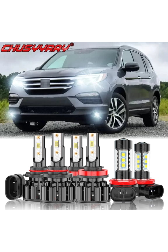 LED Headlight High Low Beam Fog Light Bulbs Kit for Honda Pilot 2006-2018 6000K White 6x