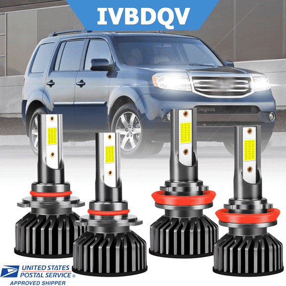 For Honda Pilot 2006-2018 LED Headlights Combo 9005 High Beam + H11 Low Beam Bulbs Kit 4Pcs 30W 6000K White
