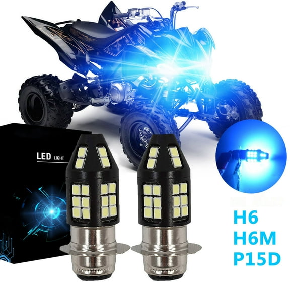 For Honda RANCHER 400 2004-2005 LED Motorcycle Headlight Bulbs H6M Hi-Lo Beam P15D ATV 8000K Ice Blue