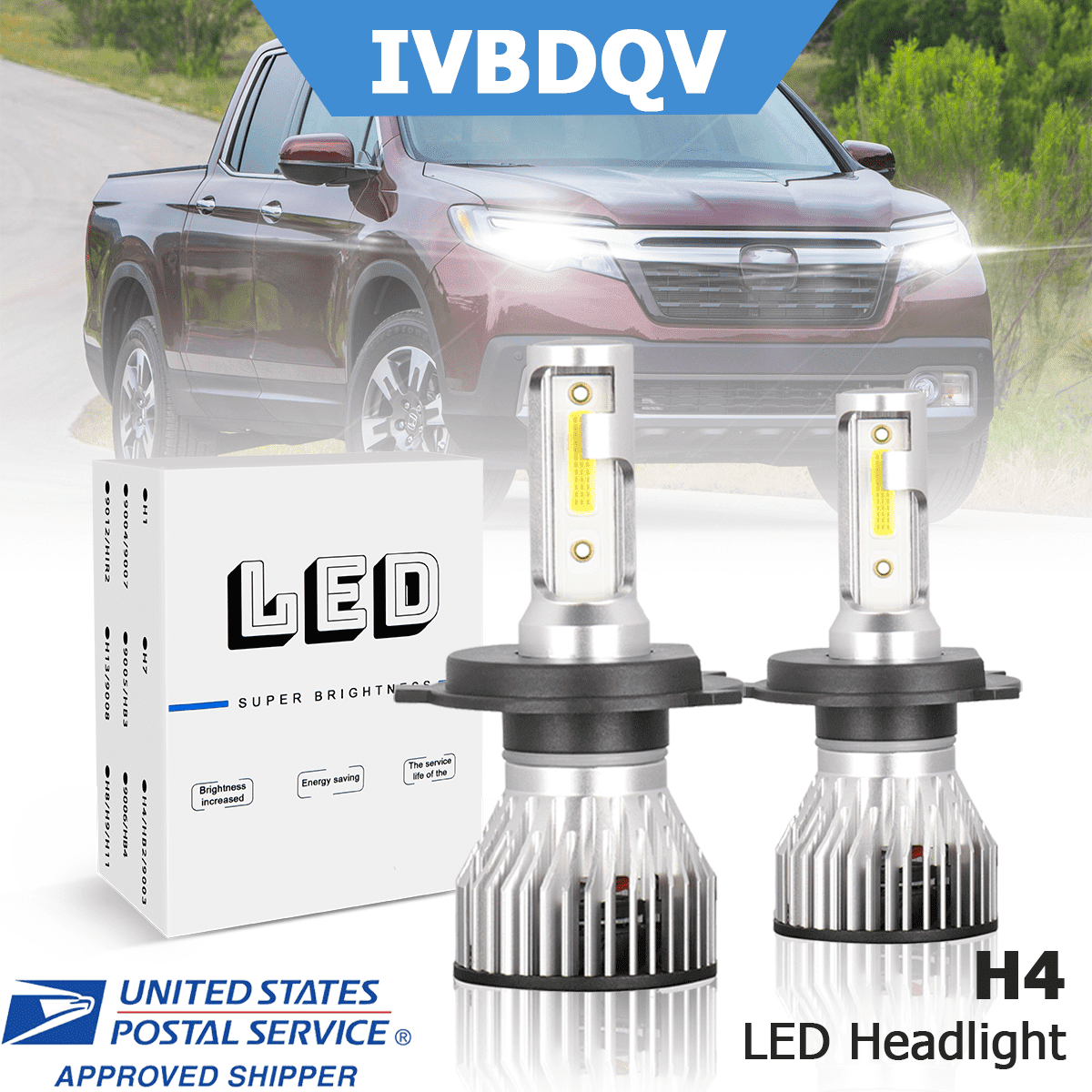 For Honda Ridgeline 2006-2014 LED Headlight H4 9003 Hi/Lo Beam Bulb 2Pcs