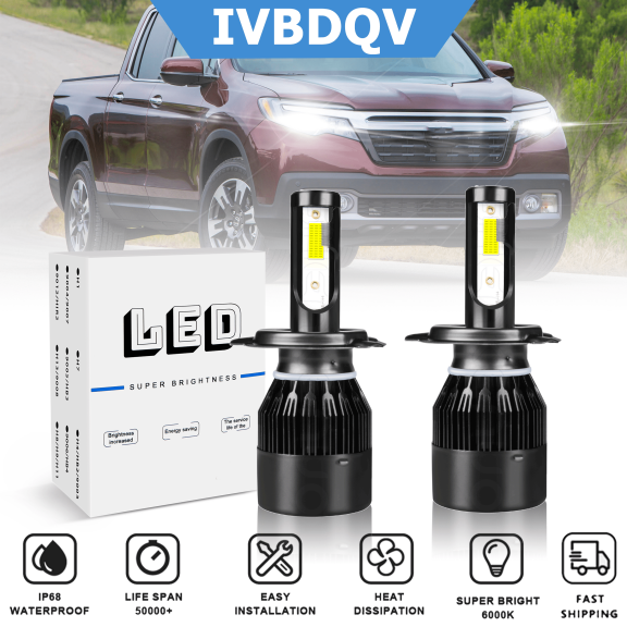 For Honda Ridgeline 2006-2014 LED Headlights H4 High/Low Beam Conversion Kit Bright White Bulb 2Pcs