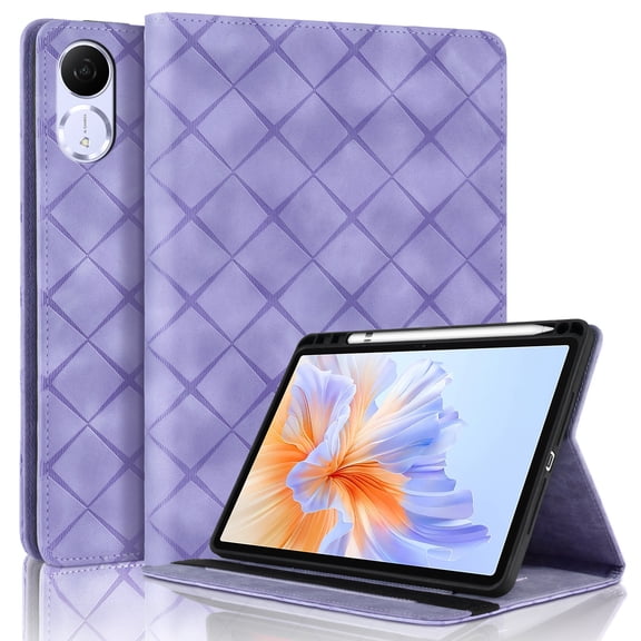 for Honor Pad V9 11.5 inch 2024 ROL-W00 Case, Rhombus Grid Pattern Multiple Viewing Angles Stand Slim Folio Cover (Purple)