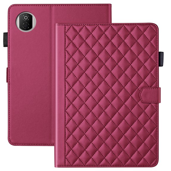 For Honor Pad X7 2025/Honor Tablet X7 2025 8.7 inch Case, Rhombus Pattern Multiple Viewing Angles Stand Slim Folio Cover (Red)