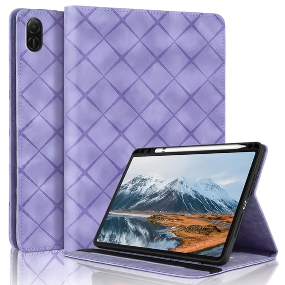 for Honor Pad X9 2024/Honor Pad X8A 11 inch Case, Rhombus Grid Pattern Multiple Viewing Angles Stand Slim Folio Cover (Purple)