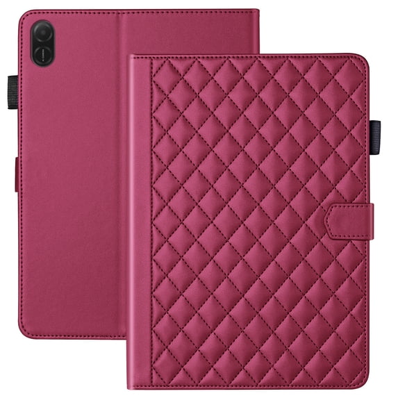 for Honor Pad X9 2024/Honor Pad X8A 11 inch Case, Rhombus Pattern Multiple Viewing Angles Stand Slim Folio Cover (Red)