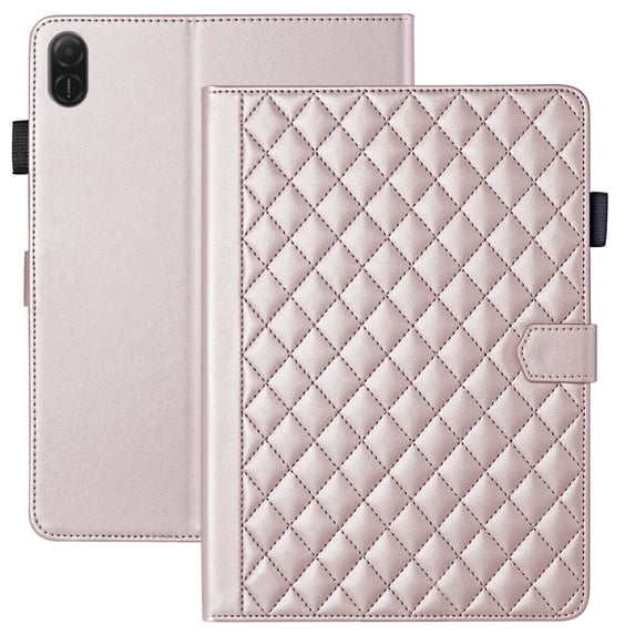 for Honor Pad X9 2024/Honor Pad X8A 11 inch Case, Rhombus Pattern Multiple Viewing Angles Stand Slim Folio Cover (Rose Gold)