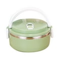 thumbnail image 1 of For Hot Food Lunch Thermal Lunch Stackable Hot Food Insulated Stainless Steel Round Lunch Sealed Food Containers Layer Green Easy To Use, 1 of 7