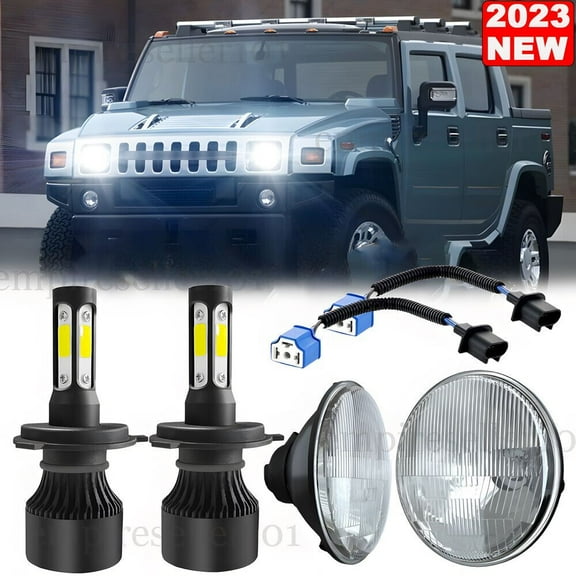For Hummer H2 2003-2009 Pair DOT 7 inch Round LED Headlights DRL High Low Beam