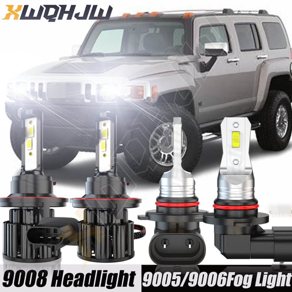For Hummer H3 2006 9008/H13 9145 LED Headlight + Fog Light Bulbs White 6000K 4PCS
