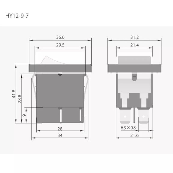 For Hy12-9-7 125V 4Pins Waterproof Rocker Pushbutton Switches for Power Tools Fangkenuo
