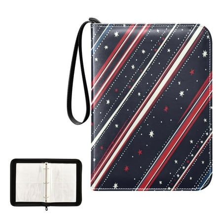 400 Pockets Trading Cards Album,Card Binder 4-Pocket, Cards Collector Album Holder Fits 400 cards with 50 removable sheets Stripes and Stars